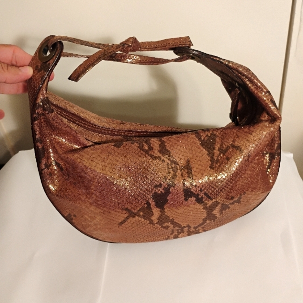 Couture Donald J Pliner Snakeskin Print Crescent Hobo Bag Made In Italy